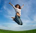 Happy Women Jumping Joy